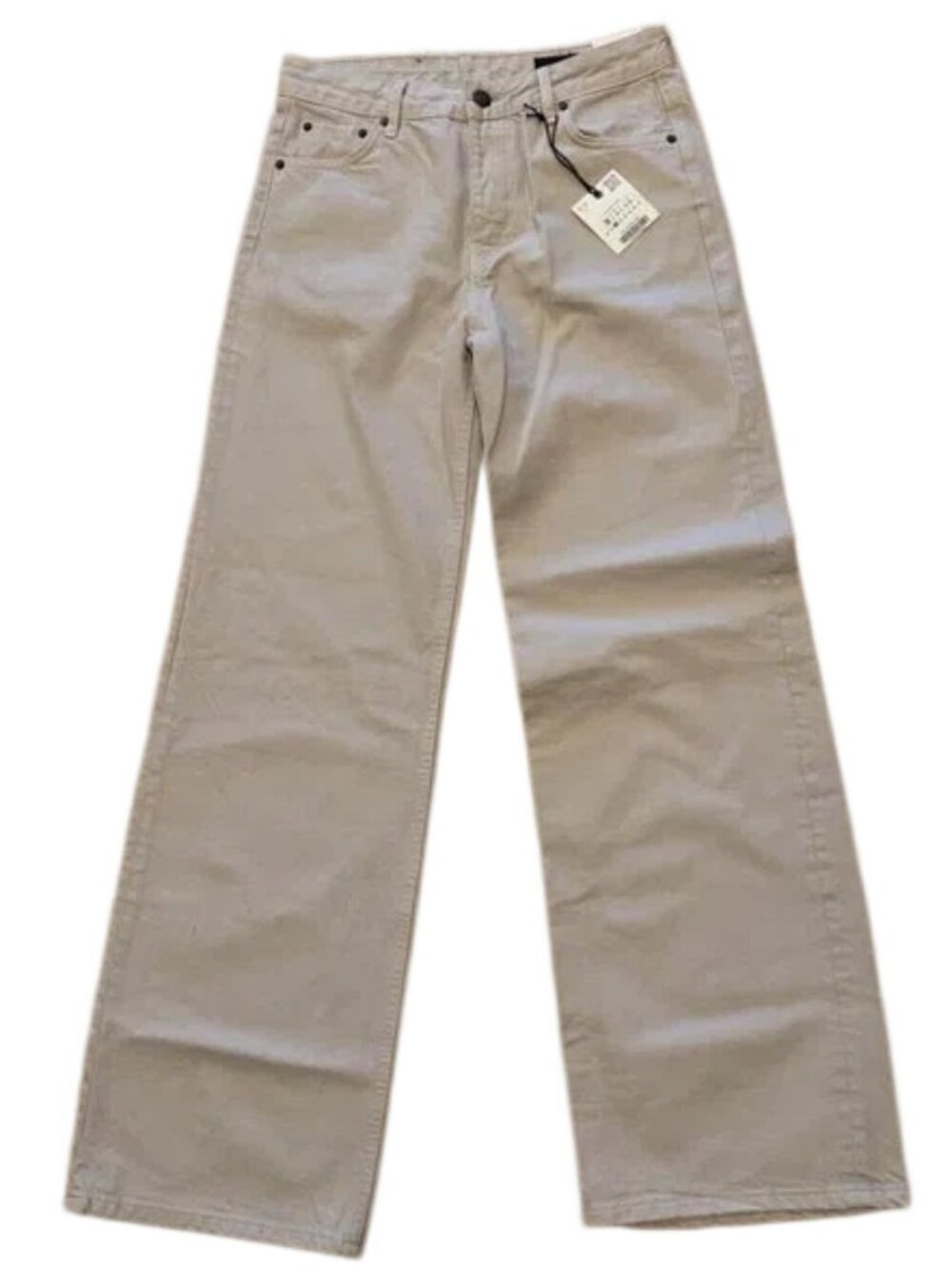 ZARA NWT Wide-Leg Full-Length Jeans Light Beige
